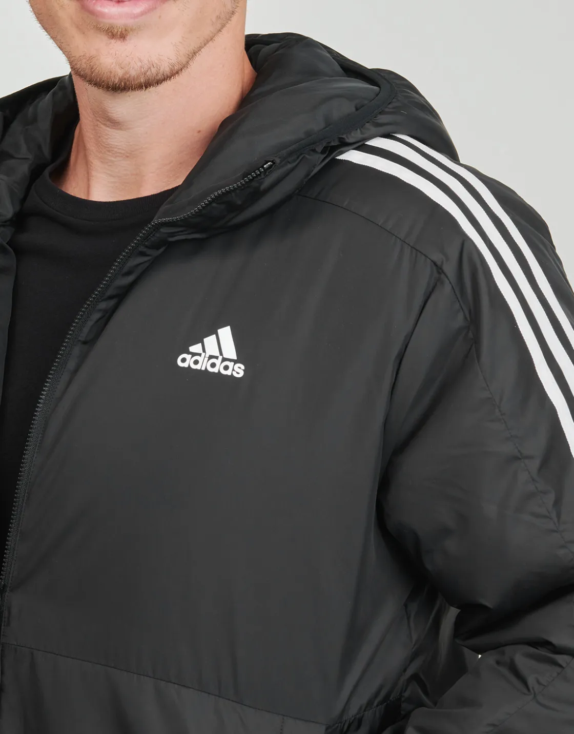 Adidas Sportswear - Essentials 3-Stripes Insulated Hooded Jacket Noir Discount