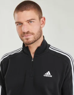 Adidas Sportswear - Essentials Fleece 3-Stripes 1/4-Zip Sweatshirt Noir New