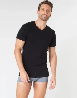 Athena - T SHIRT COL V X2 Noir Outlet