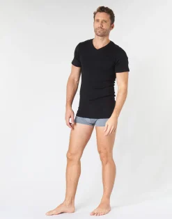 Athena - T SHIRT COL V X2 Noir Outlet