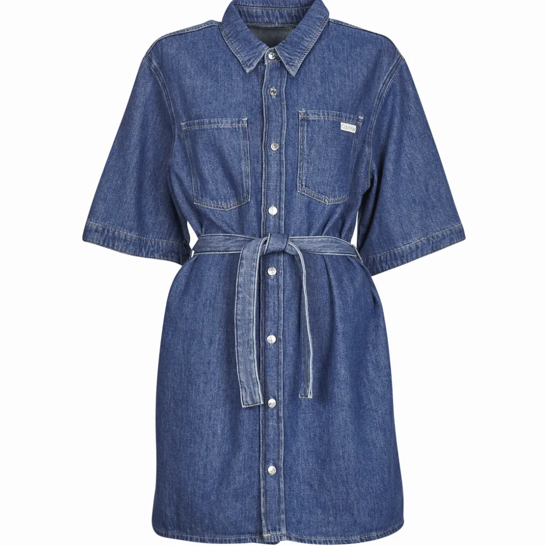 Calvin Klein Jeans Robes^- LINEN BOXY BELTED SHIRT DRESS