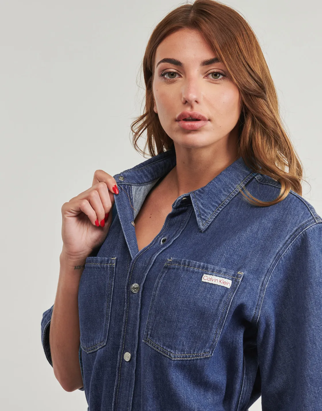 Calvin Klein Jeans Robes^- LINEN BOXY BELTED SHIRT DRESS