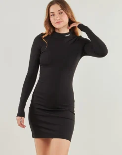 Calvin Klein Jeans - LOGO ELASTIC MILANO DRESS Noir Discount