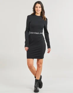 Calvin Klein Jeans - LOGO ELASTIC MILANO LS DRESS< Robes