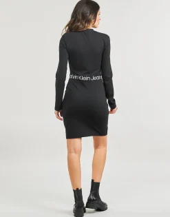 Calvin Klein Jeans - LOGO ELASTIC MILANO LS DRESS< Robes