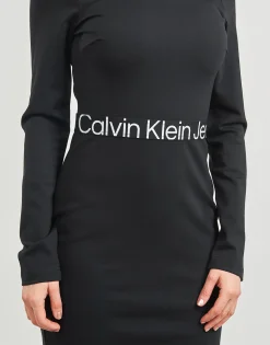 Calvin Klein Jeans - LOGO ELASTIC MILANO LS DRESS< Robes