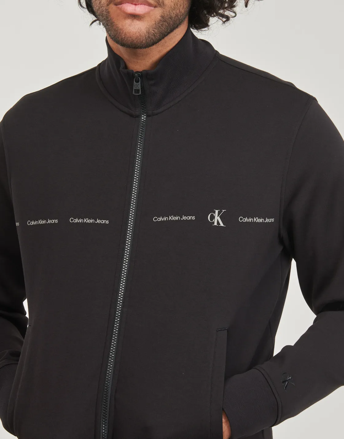 Calvin Klein Jeans - LOGO REPEAT ZIP THROUGH< Sweats & Polaires