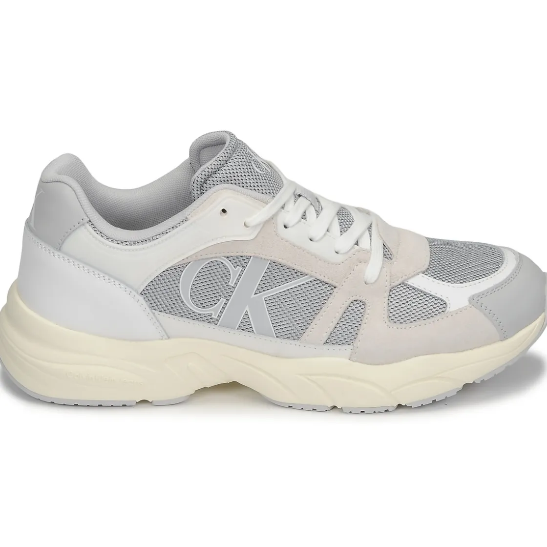 Calvin Klein Jeans - RETRO TENNIS LACEUP MIX LTH Gris Discount