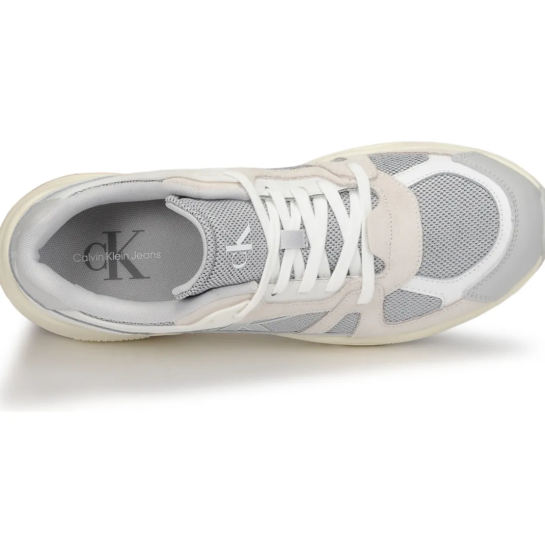 Calvin Klein Jeans - RETRO TENNIS LACEUP MIX LTH Gris Discount