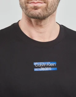Calvin Klein Jeans - TRANSPARENT STRIPE LOGO TEE Noir Clearance