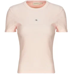 Calvin Klein Jeans - WOVEN LABEL RIB FITTED TEE Rose Discount