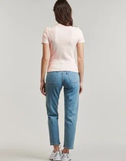 Calvin Klein Jeans - WOVEN LABEL RIB FITTED TEE Rose Discount
