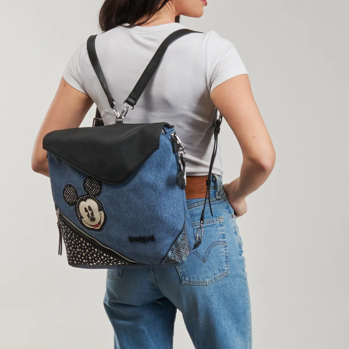 Desigual Sacs À Dos^- BACK MICKEY DENIM EDGE JERSEY MAXI PU