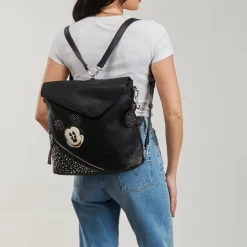 Desigual Sacs À Dos^- BACK MICKEY STUDSTYLE JERSEYMAX PU BLACK