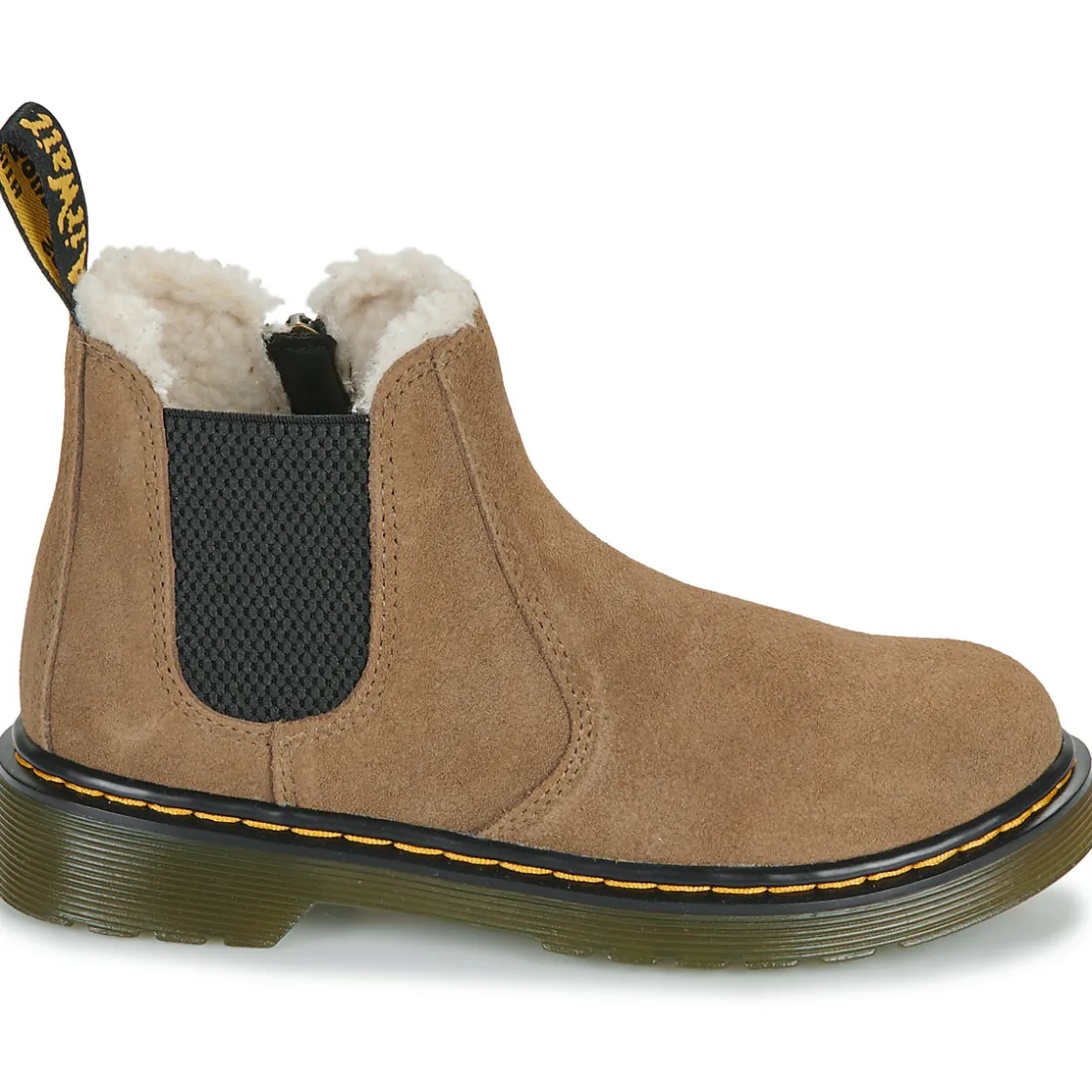 Dr. Martens - Leonore J Dark Khaki Bronx Suede Beige