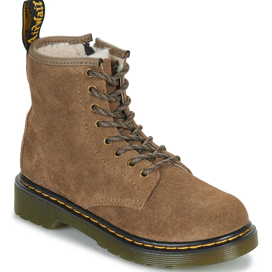 Dr. Martens - Serena J Dark Khaki Bronx Suede Beige Clearance