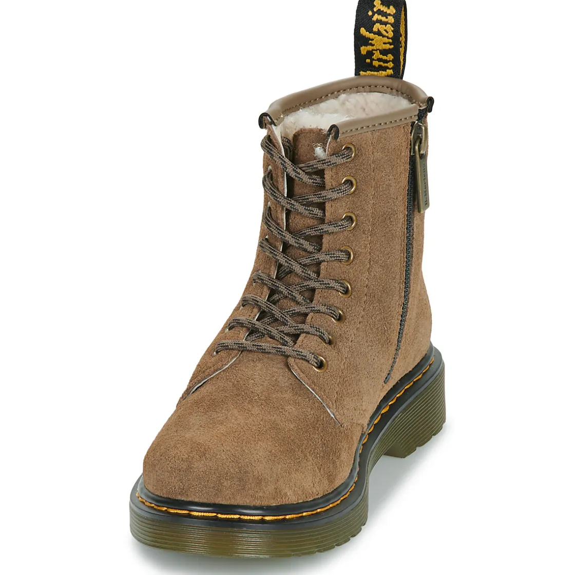 Dr. Martens - Serena J Dark Khaki Bronx Suede Beige Clearance