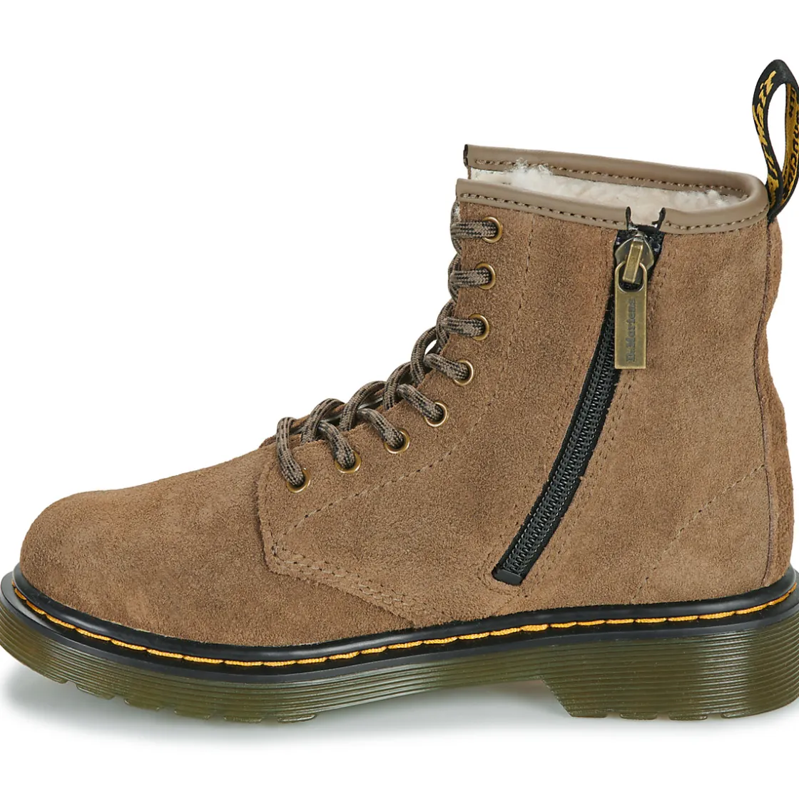 Dr. Martens - Serena J Dark Khaki Bronx Suede Beige Clearance