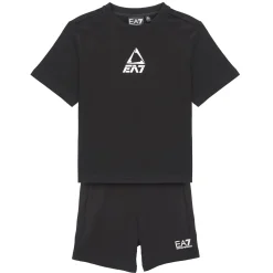 Emporio Armani EA7 - TRAIN LOGO SERIES BOY KIT TEE-SHORTS FREE Noir New