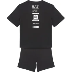 Emporio Armani EA7 - TRAIN LOGO SERIES BOY KIT TEE-SHORTS FREE Noir New