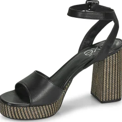 Exé Shoes - 691-ANCONA-LEATHER-BLACK< Sandales Et Nu-pieds