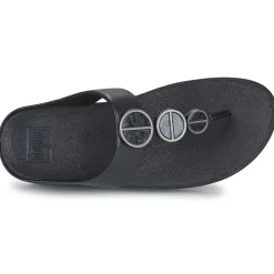 FitFlop - HALO METALLIC-TRIM TOE-POST SANDALS Noir Online