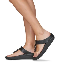 FitFlop - HALO METALLIC-TRIM TOE-POST SANDALS Noir Online