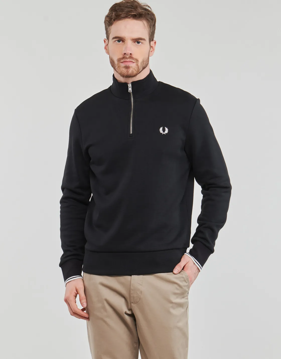 Fred Perry - HALF ZIP SWEATSHIRT< Sweats & Polaires