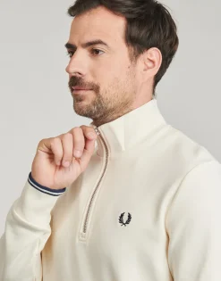 Fred Perry - HALF ZIP SWEATSHIRT Ecru Best