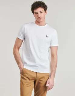 Fred Perry - RINGER T-SHIRT Blanc Discount