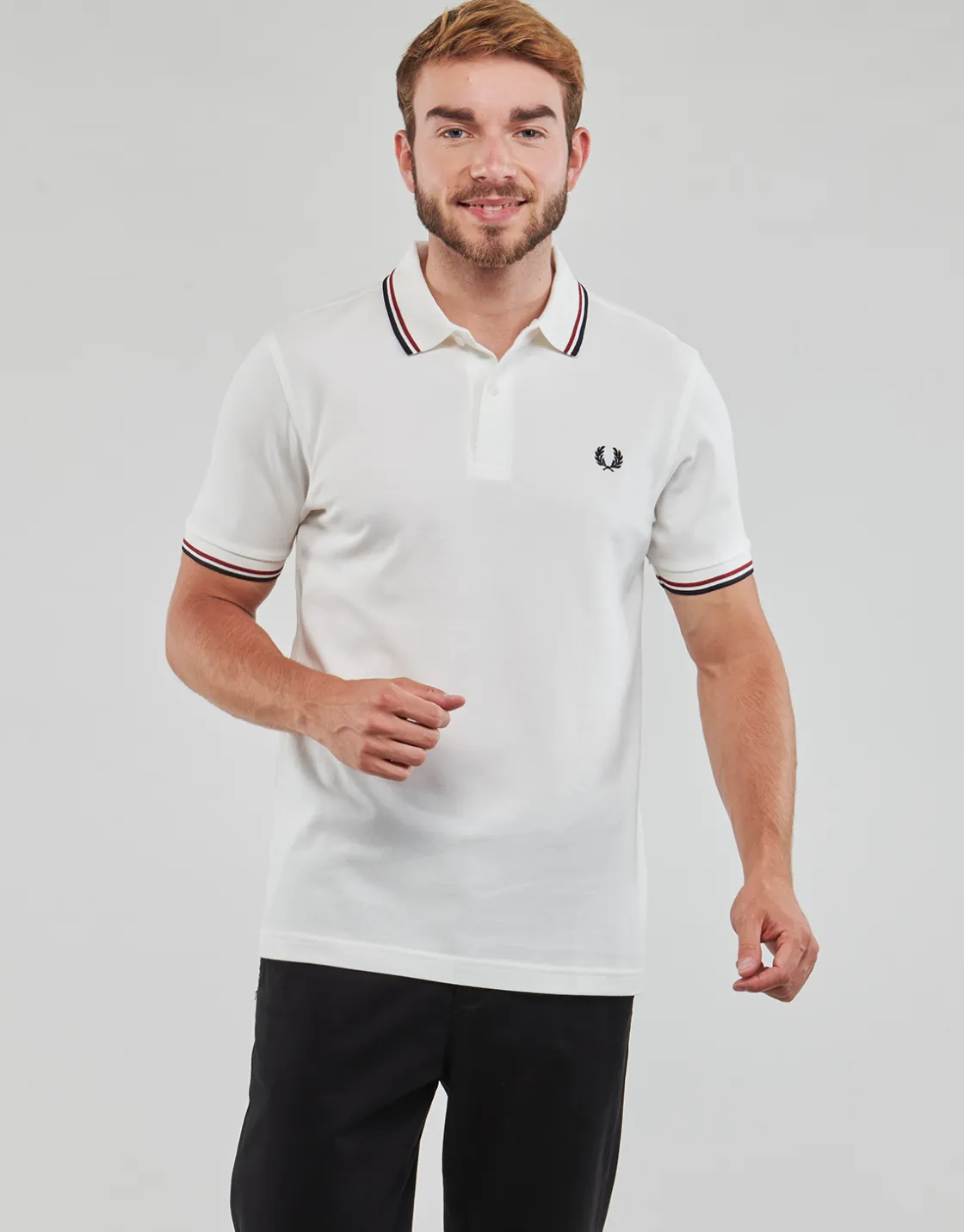 Fred Perry - TWIN TIPPED SHIRT Blanc Outlet