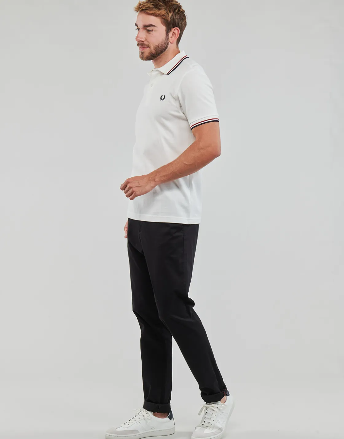 Fred Perry - TWIN TIPPED SHIRT Blanc Outlet