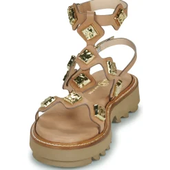 Fru.it Sandales Et Nu-pieds^- 9169-100-HELGA-TAUPE-TEXANO-LEGNO