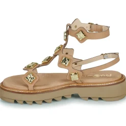 Fru.it Sandales Et Nu-pieds^- 9169-100-HELGA-TAUPE-TEXANO-LEGNO
