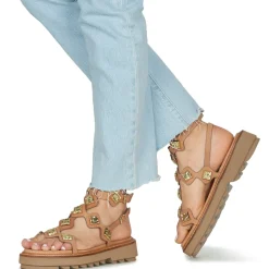 Fru.it Sandales Et Nu-pieds^- 9169-100-HELGA-TAUPE-TEXANO-LEGNO