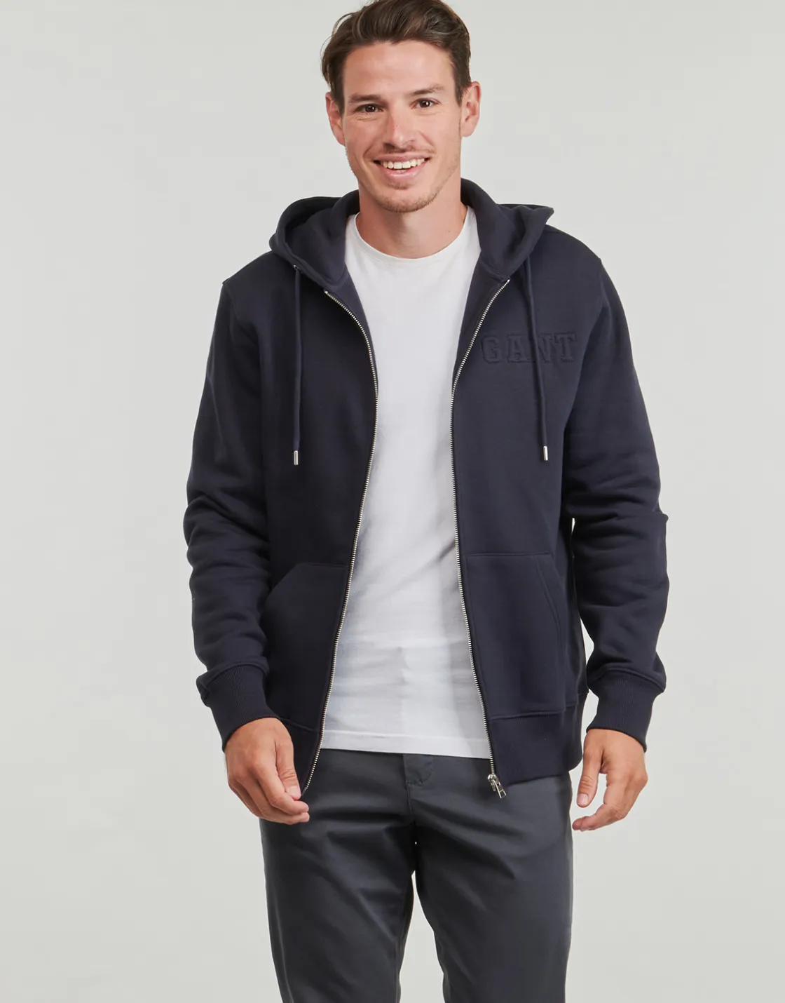 Gant Sweats & Polaires^- EMBOSSED FULL-ZIP HOODIE