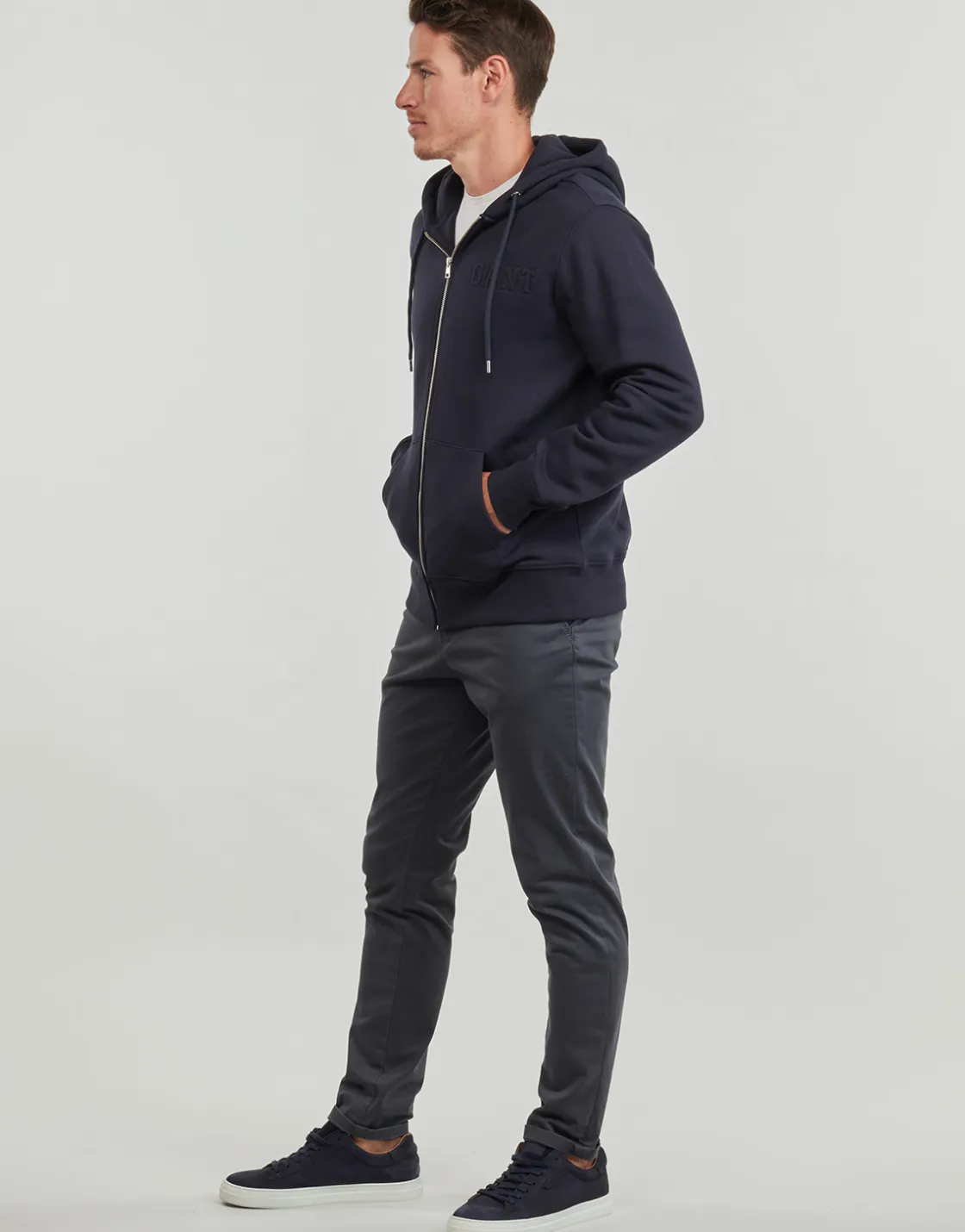 Gant Sweats & Polaires^- EMBOSSED FULL-ZIP HOODIE