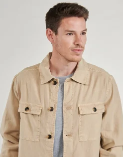 Gant - REG COT/LINEN OVERSHIRT Beige New