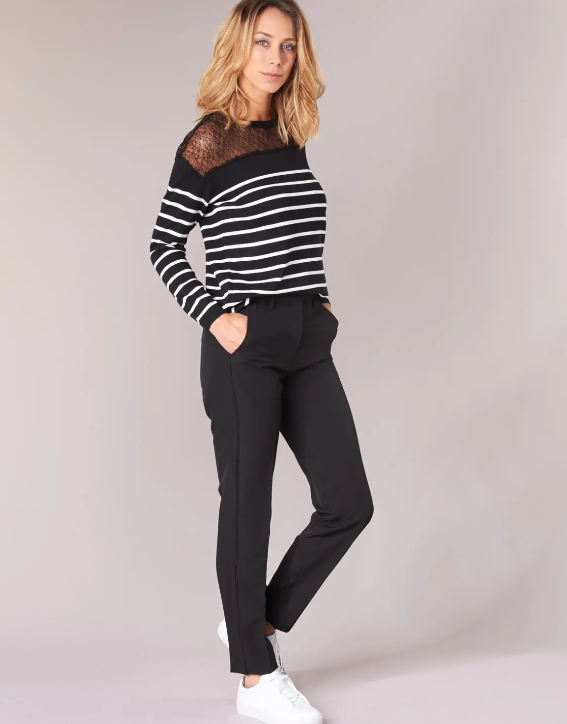 G-Star Raw - BRONSON HIGH SKINNY PIPING CHINO Noir Best