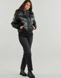 Guess - BICE METALLIC HOODIE PUFFER Noir Discount