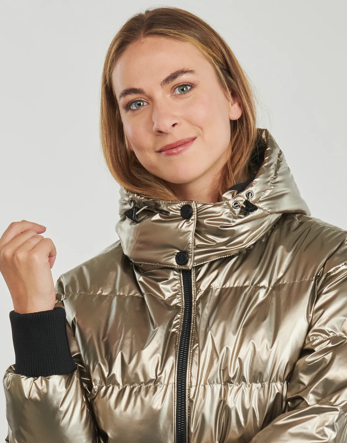 Guess - BICE METALLIC HOODIE PUFFER Bronze Best