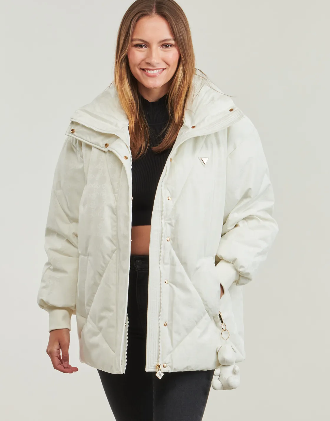 Guess - 4G LOGO PUFFER JACKET Blanc Outlet