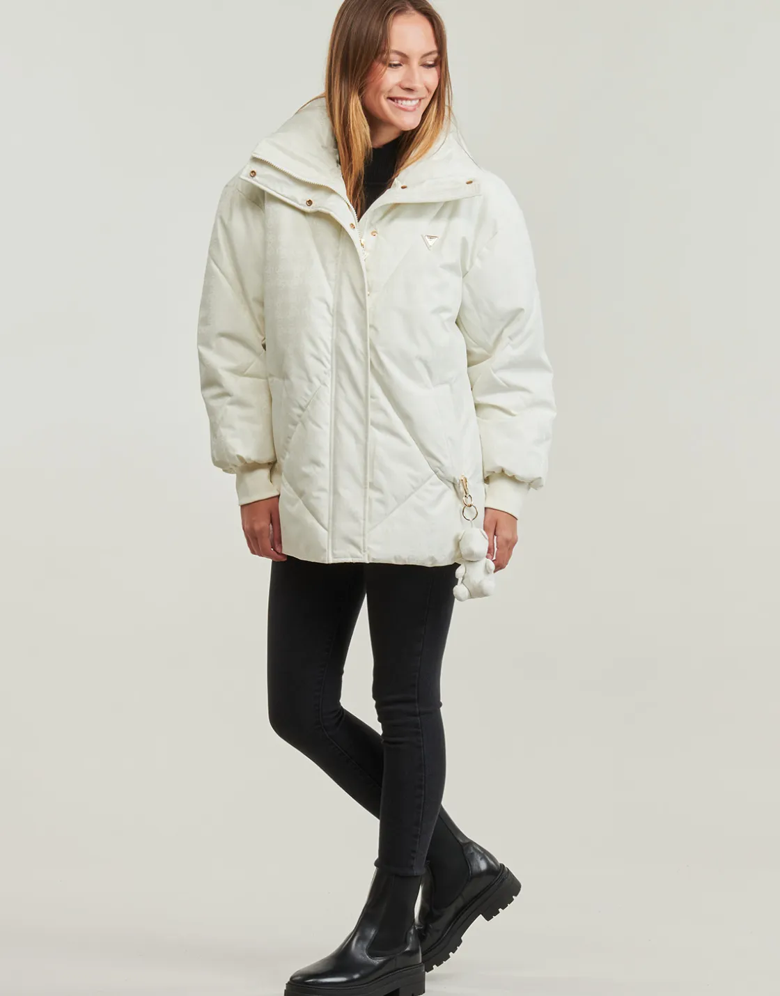 Guess - 4G LOGO PUFFER JACKET Blanc Outlet