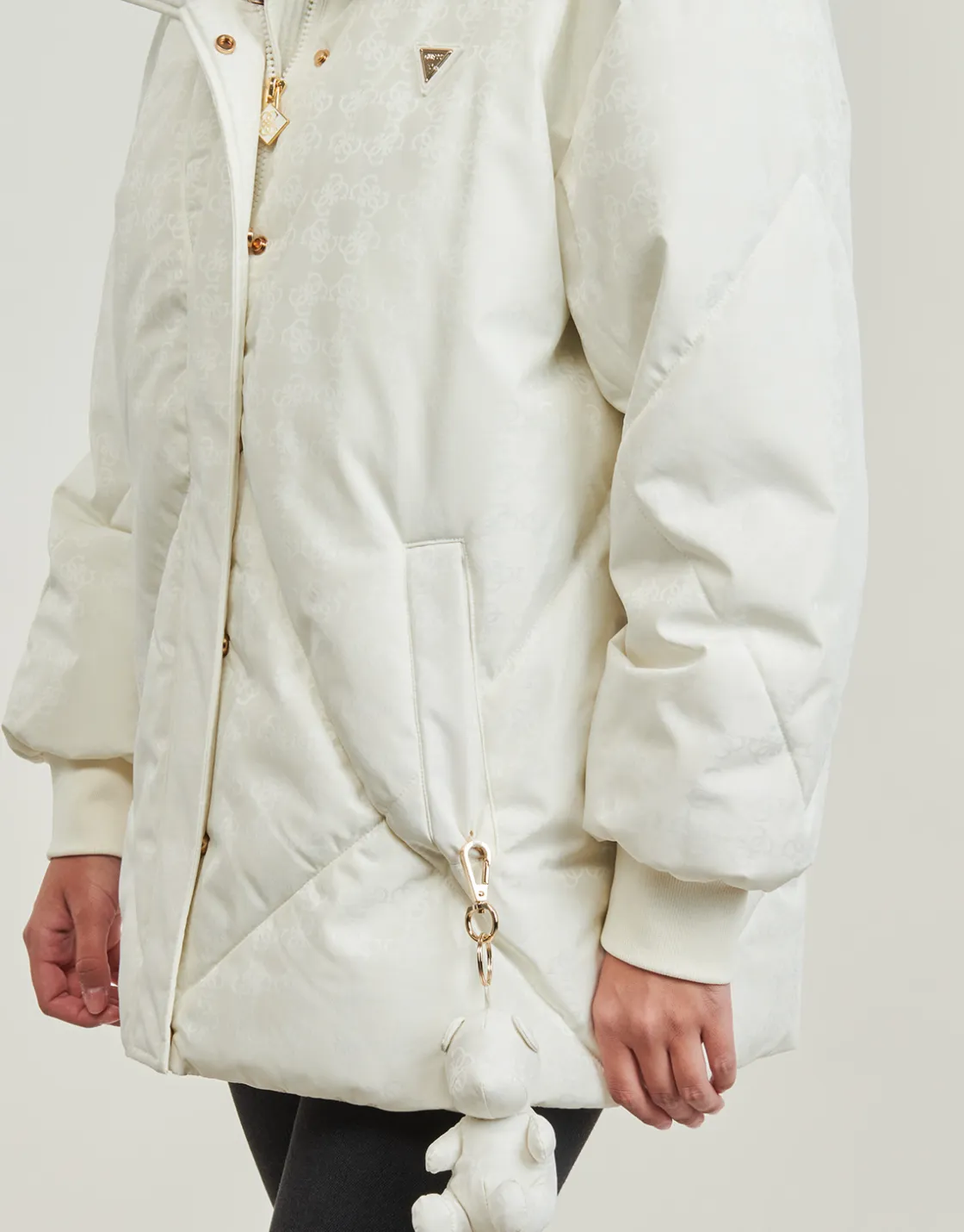 Guess - 4G LOGO PUFFER JACKET Blanc Outlet