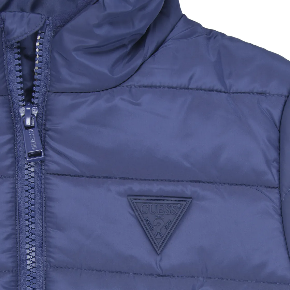 Guess - HOODED LS PADDED PUFFER W ZIP Bleu New