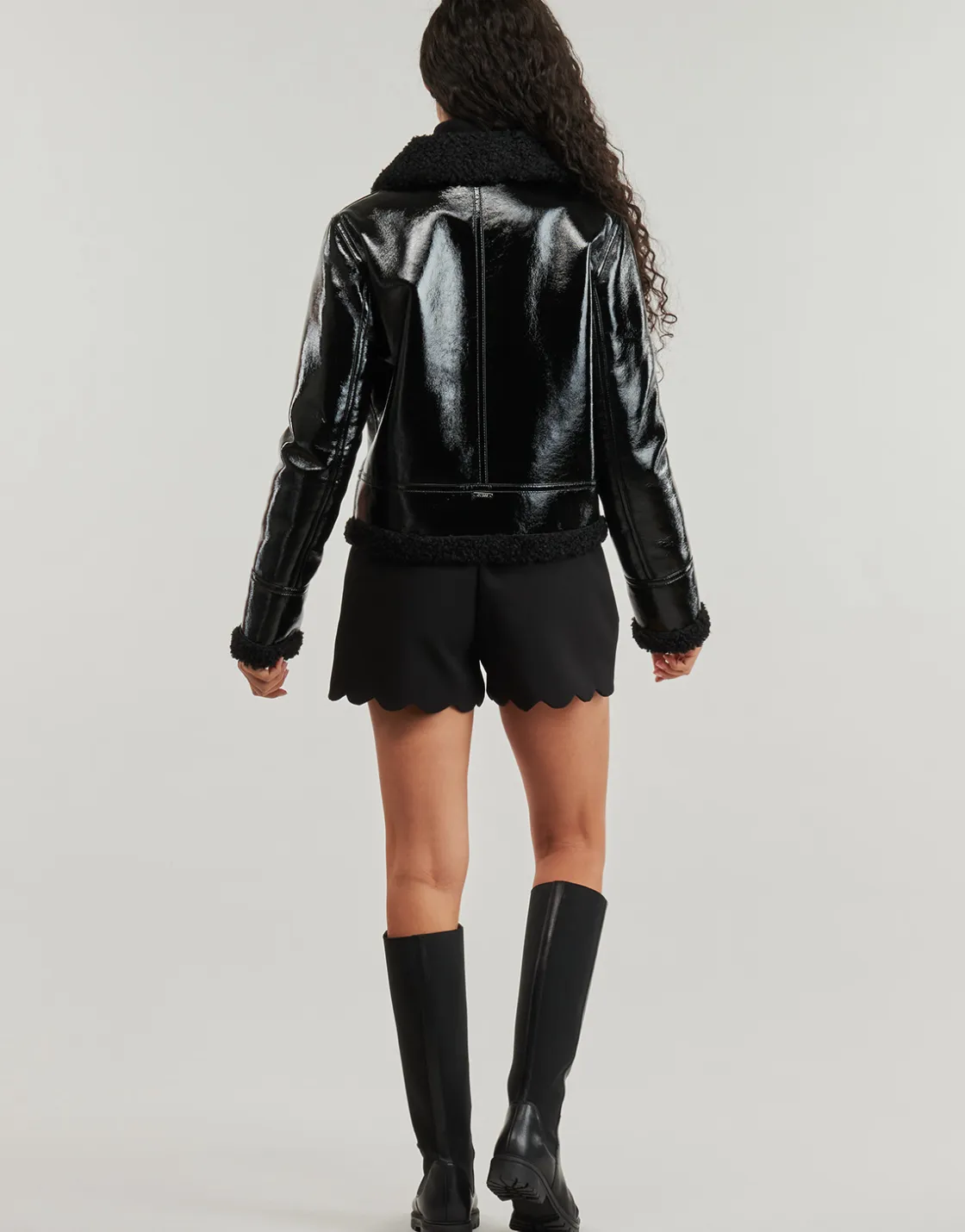 Guess - LS ANDREA FAUX SHEARLING JKT Noir New