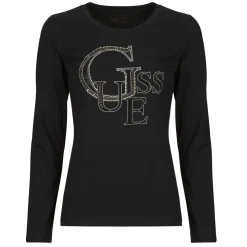 Guess - LS RN STUDDED LOGO TEE Noir Online