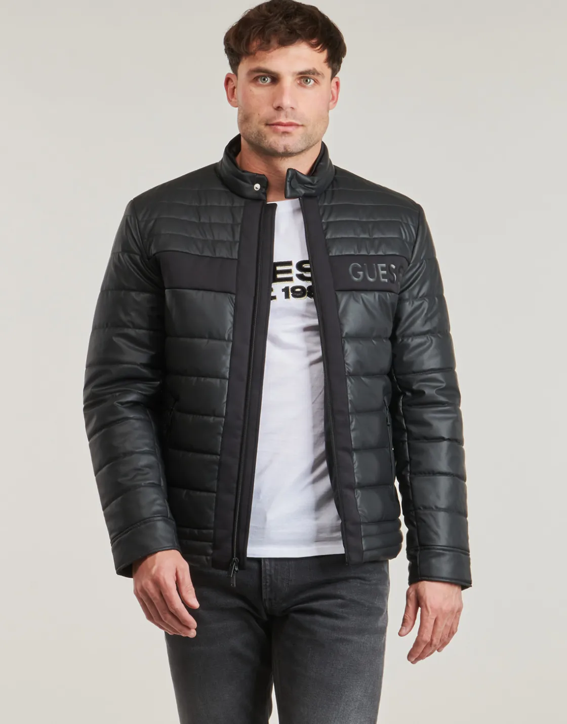 Guess - QUILTED BIKER Noir Sale