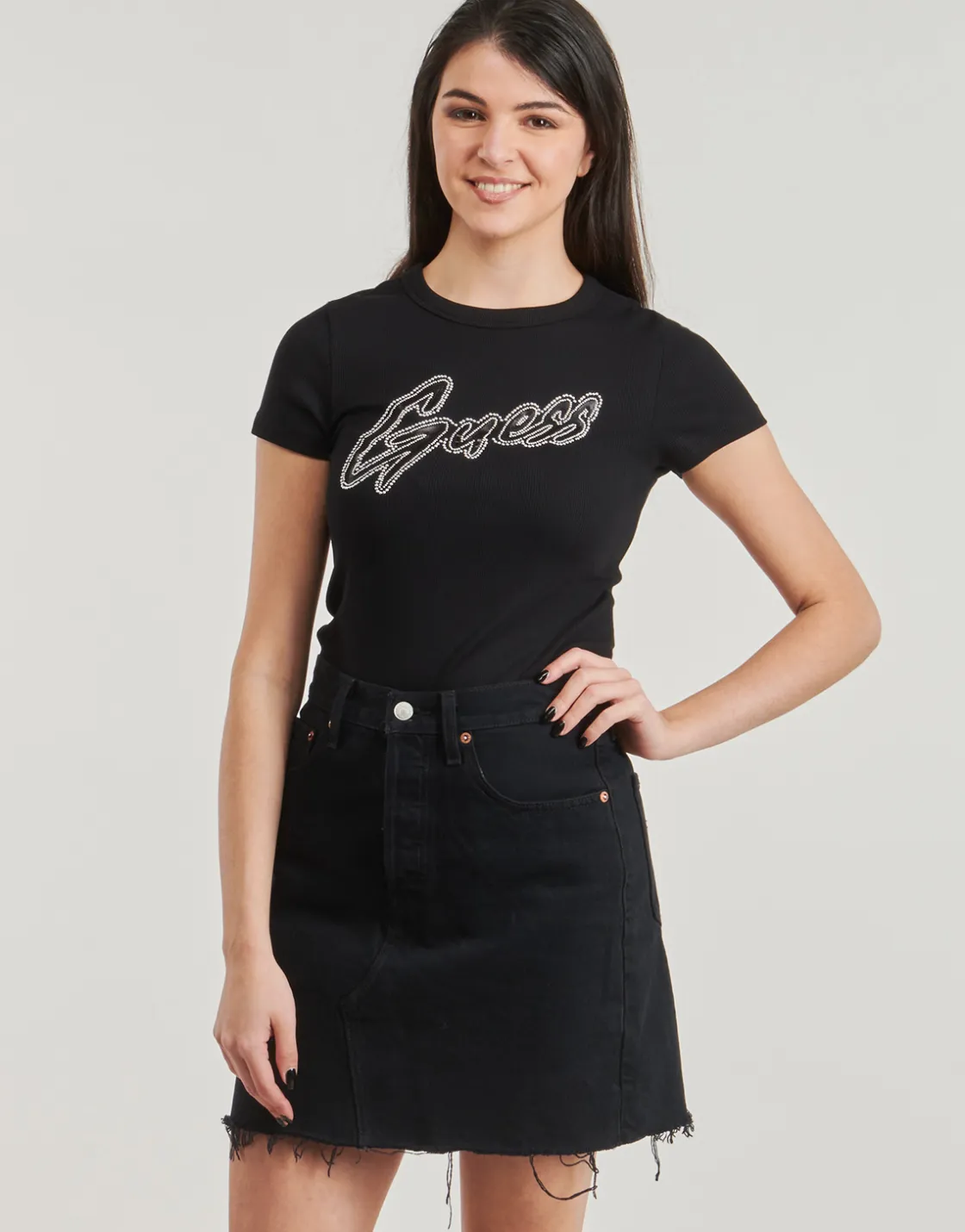 Guess - RIB LOGO Noir Outlet