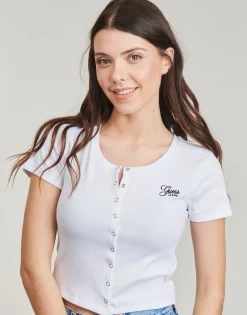 Guess - SL CN SNAP EMBRO SLIM TOP< T-shirts & Polos